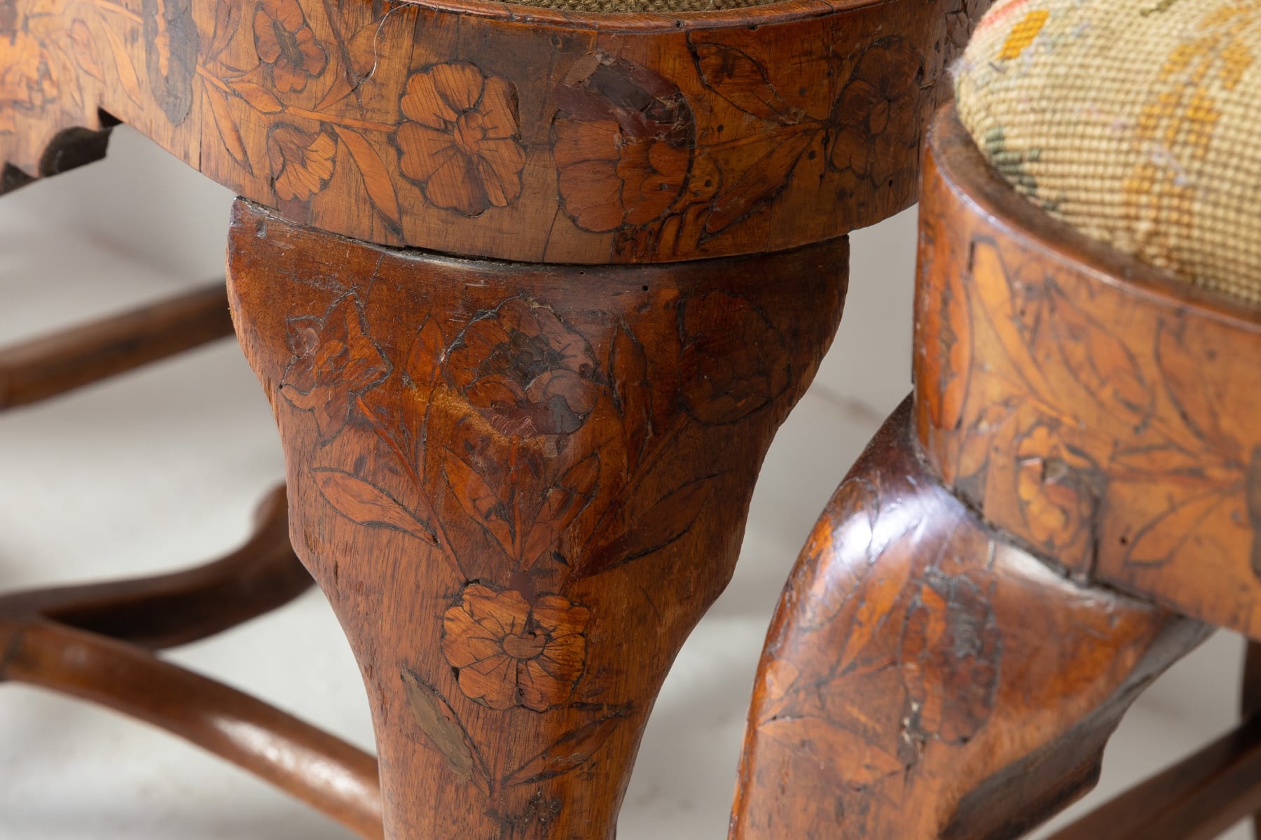 Set of Four 18th Century Dutch Marquetry Side Chairs