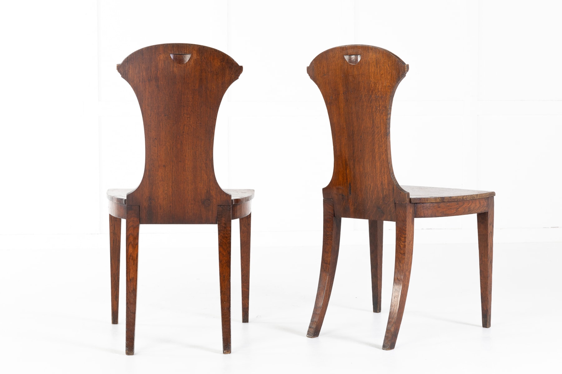 SOLD, Pair of Regency Oak Hall Chairs