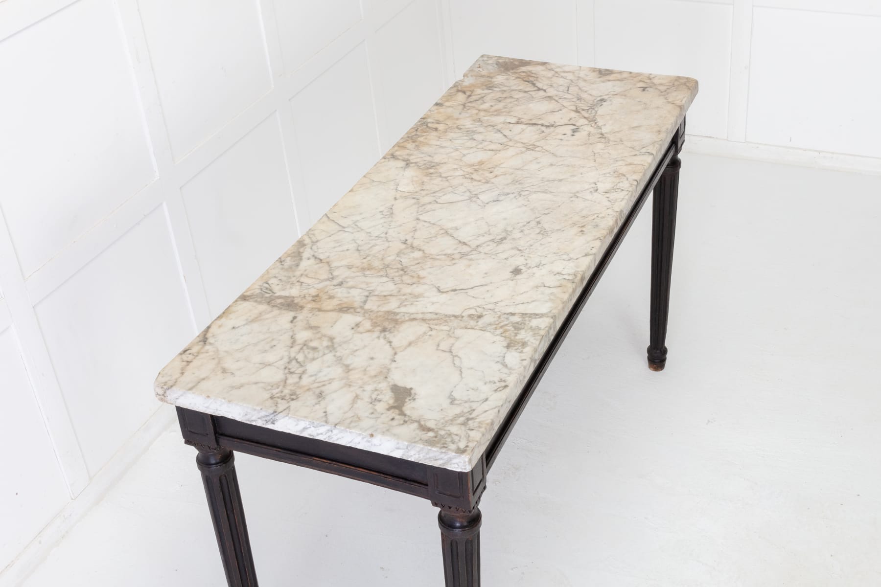 18th Century French Ebonised Console Table with Marble Top