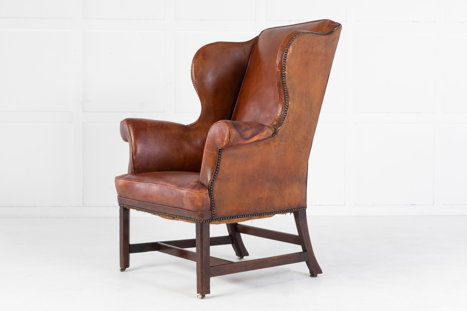 SOLD, George III Mahogany and Leather Wing Chair