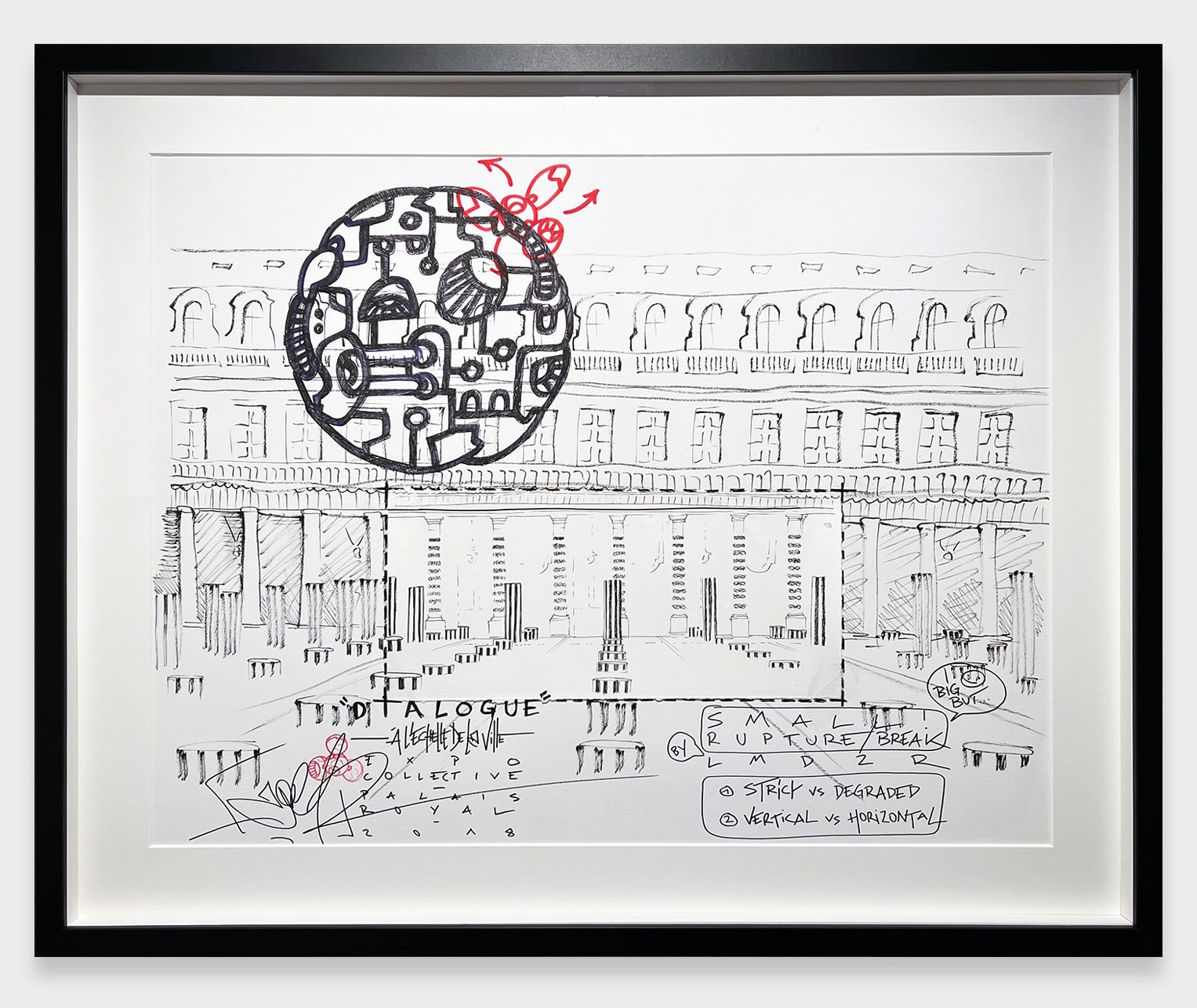 Mehdi Cibille aka Le Module De Zeer, Dialogue / Esquisse de l'installation Place du Palais Royal, 2018