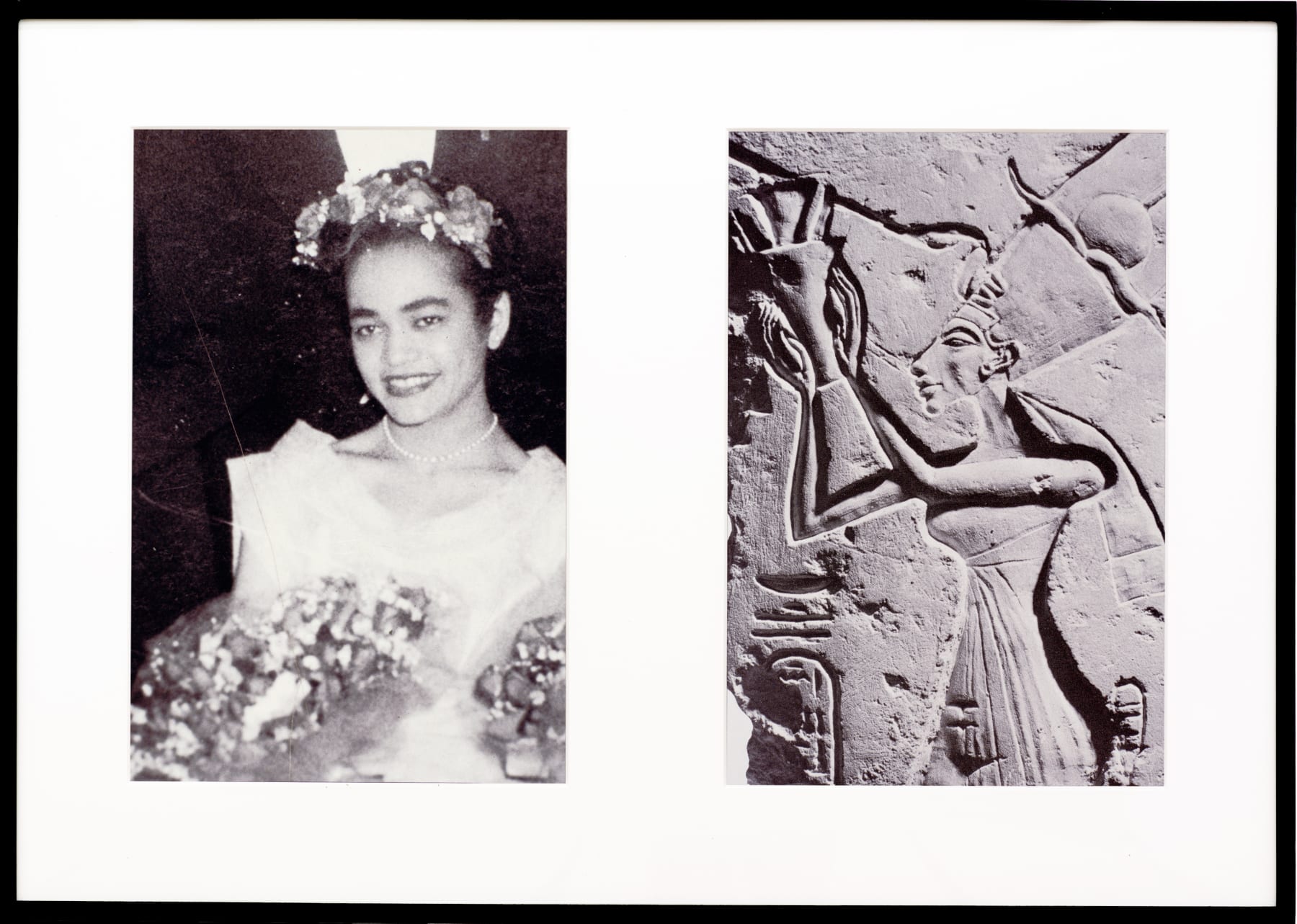 Lorraine O'Grady, Miscegenated Family Album (Ceremonial Occasions I), L: Devonia as Matron of Honor; R: Nefertiti performing a lustration, 1980/1994