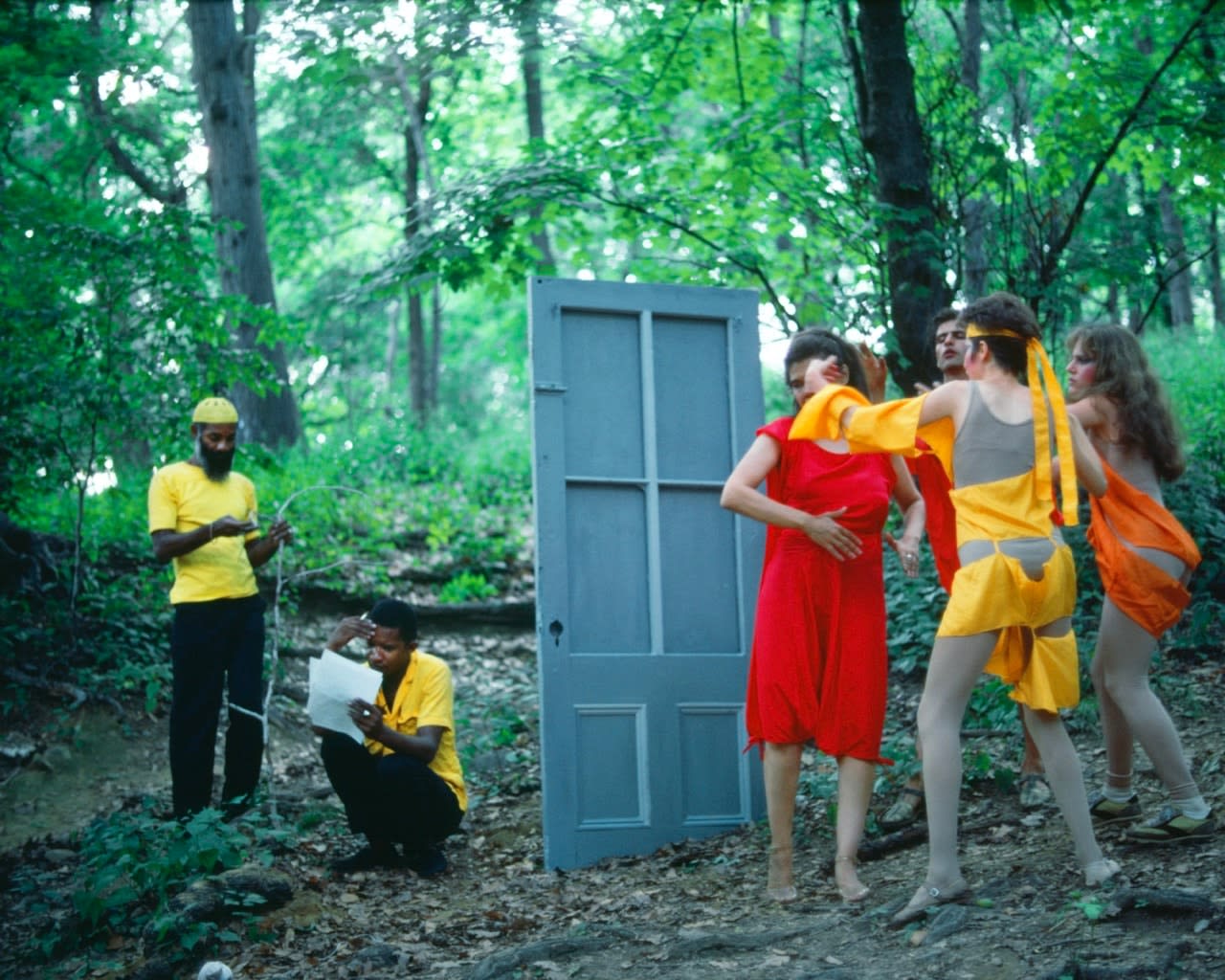 Lorraine O'Grady, Rivers, First Draft: The Woman in Red begins to break away from the Debauchees, 1982/2015