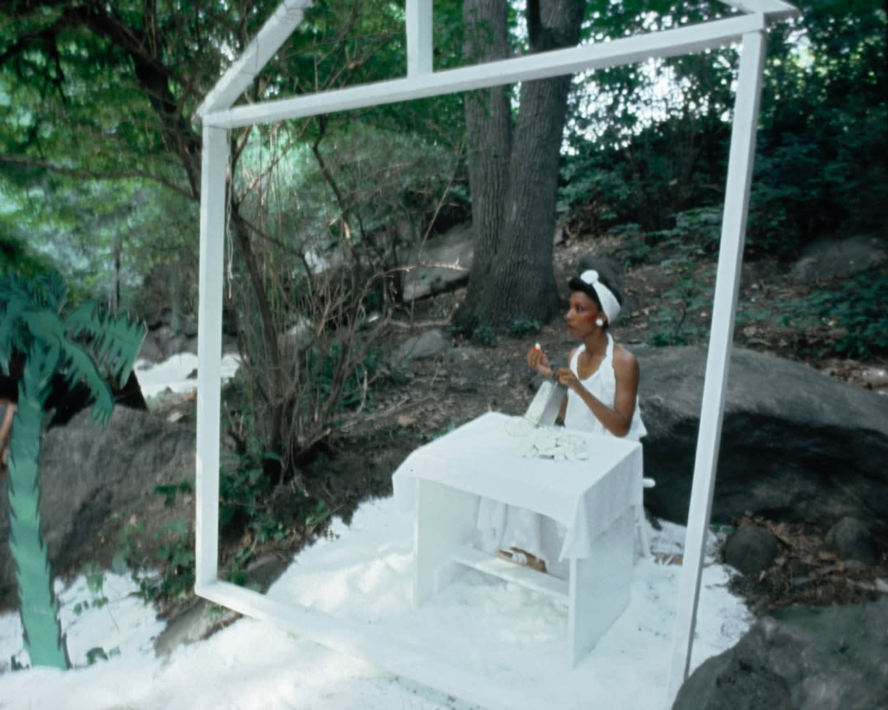 Lorraine O'Grady, Rivers, First Draft: The Woman in the White Kitchen tastes her coconut, 1982/2015