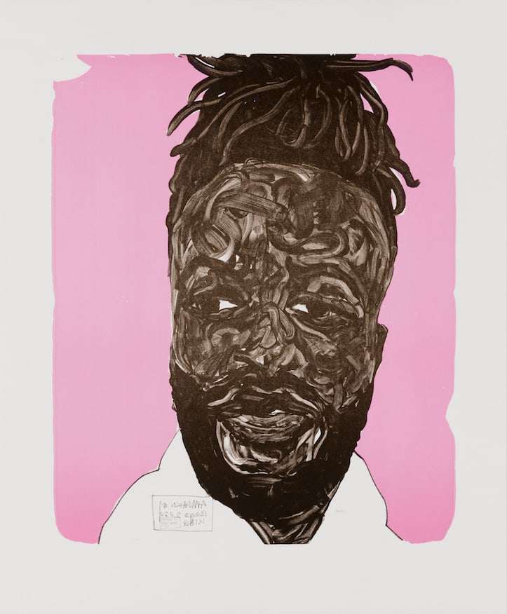Amoako Boafo, Self portrait (Pink), 2020