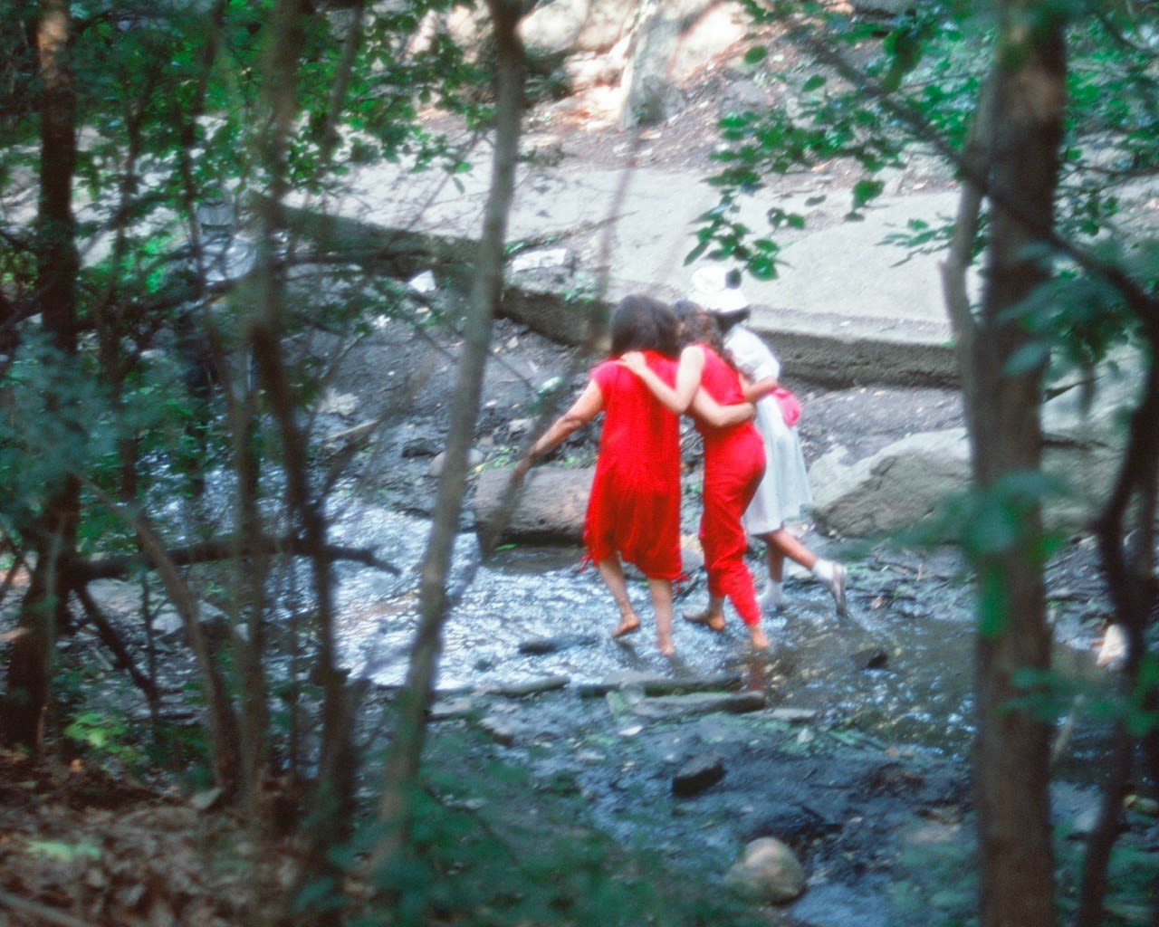 Lorraine O'Grady, Rivers, First Draft: The Woman in Red, the Teenager in Magenta, and the Little Girl in Pink Sash...