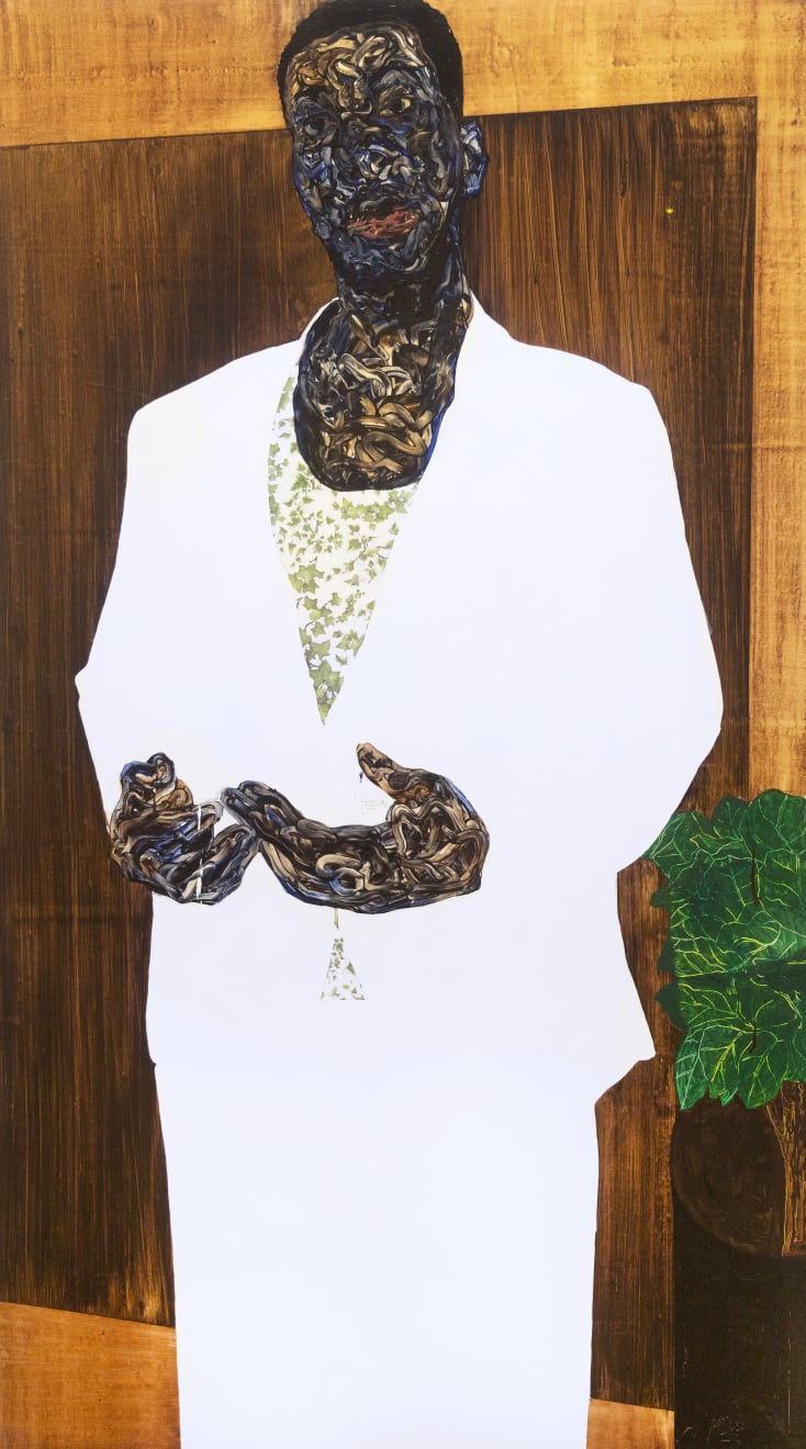 Amoako Boafo, Ivy Leaf Inner, White Suit, 2023