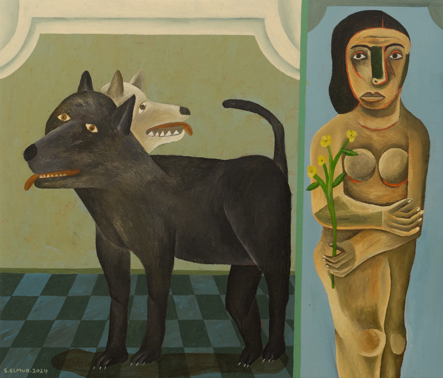 Salah Elmur, Two Dogs, 2024