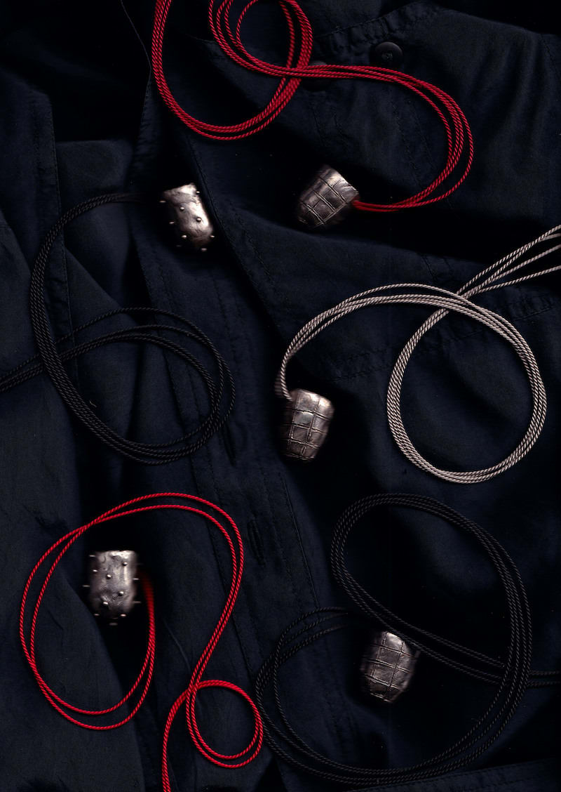 Jenna Lee, Dana-la (dillybag) pendant: lines (deep red), 2025