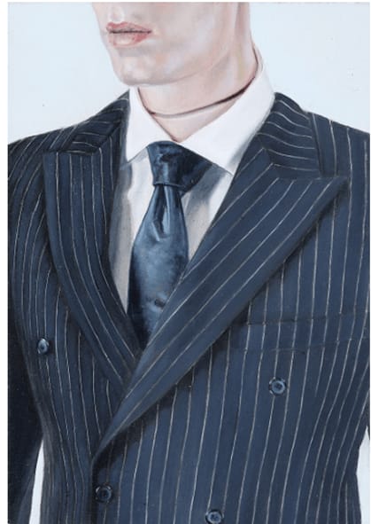 Michael Zavros, Dad in Charlie Change Pin Stripe Double Blazer, 2024