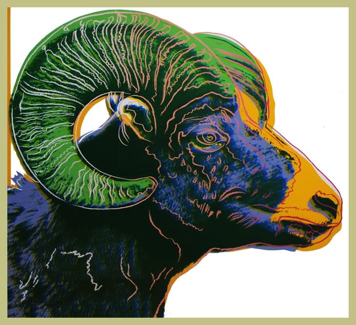 Andy Warhol (ウォーホル) Endangered Species Bighorn Ram(1983)（絶滅危惧種 ビッグホーン)，1989  ドイツ製ポスター-