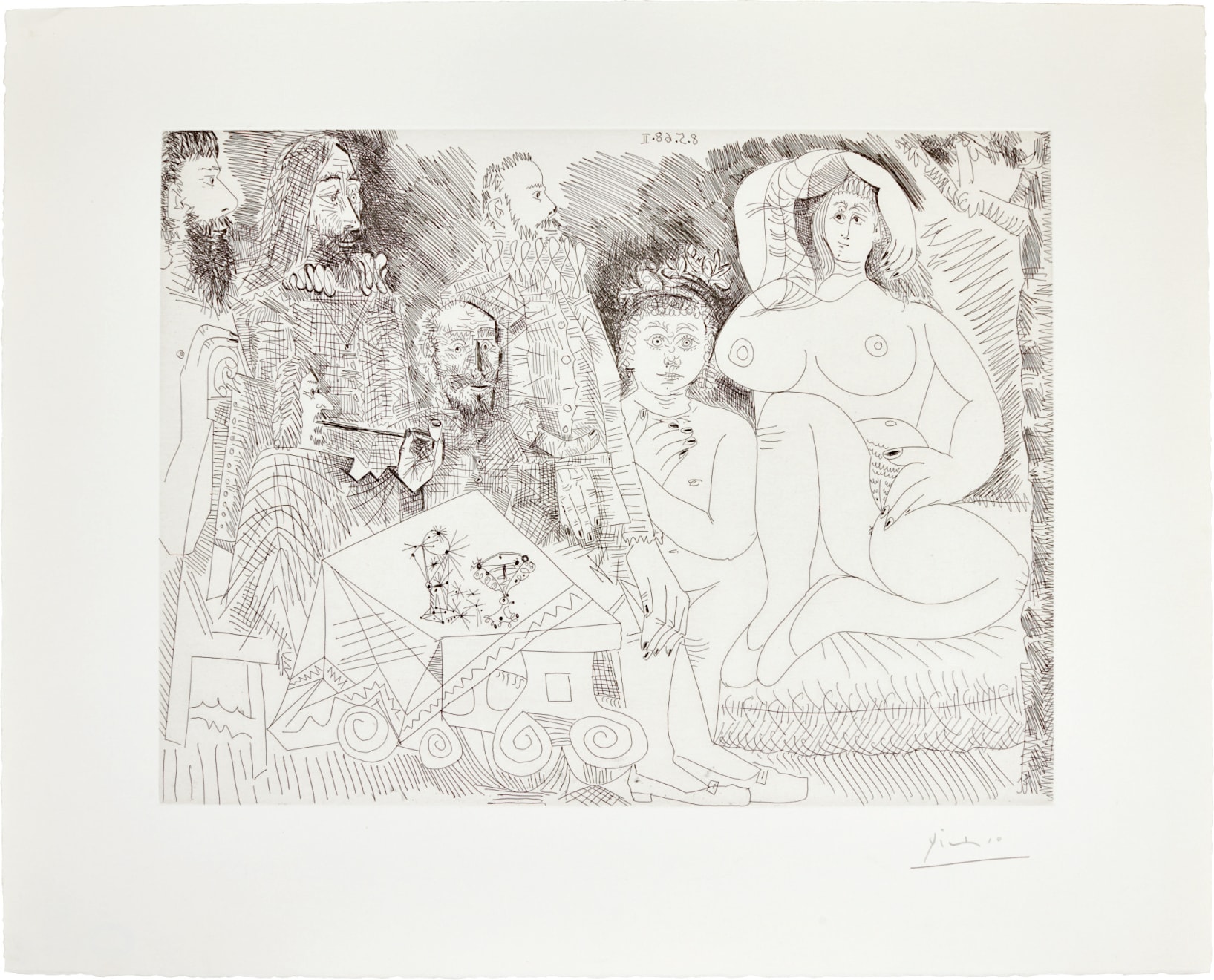Pablo Picasso, Autour de la Célestine: Collation au jardin, avec jeune bacchus gras, 1968