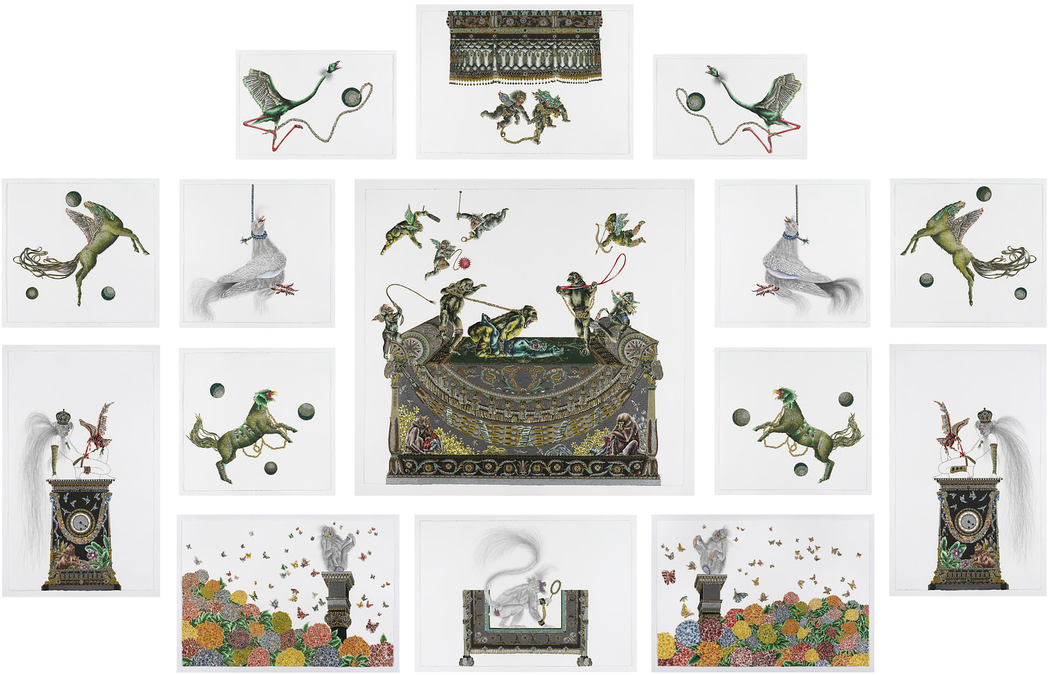 Raqib Shaw, Suite Of The Emerald Green Boudoir, 2012