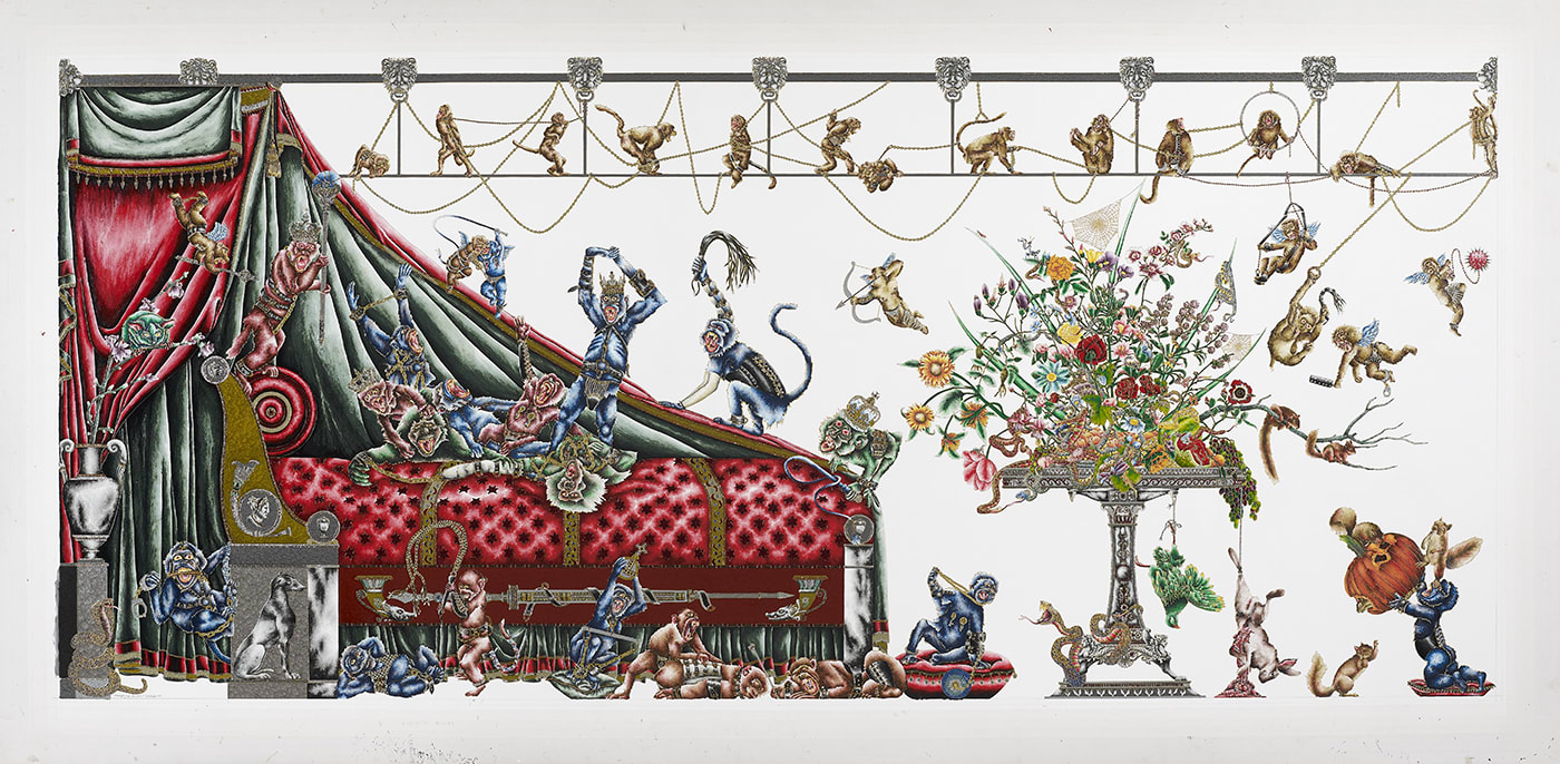 Raqib Shaw, Monkey King Boudoir I, 2012