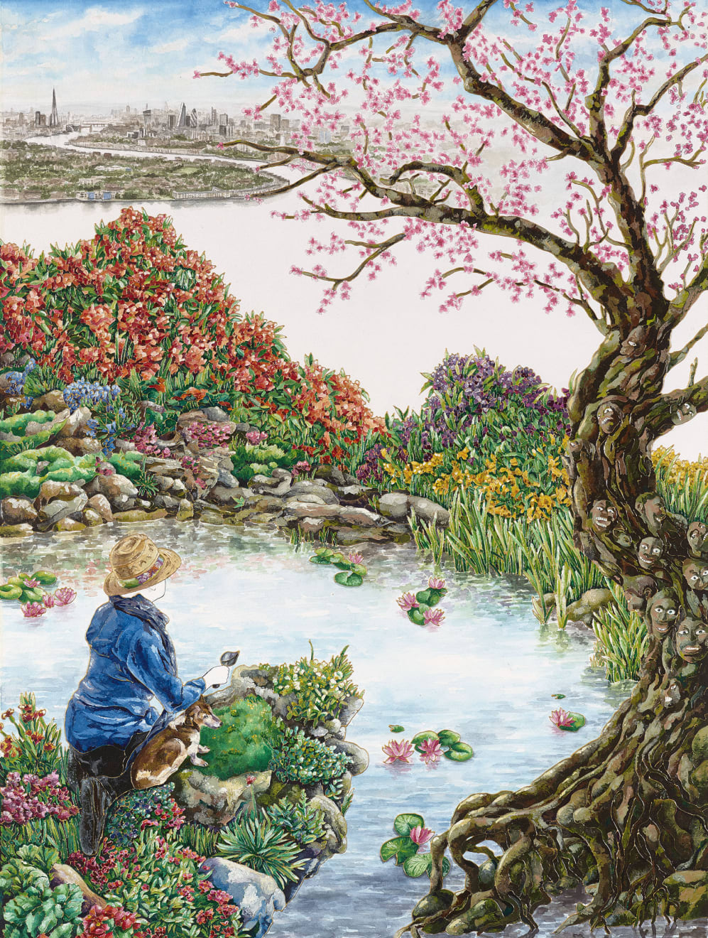 Raqib Shaw, High Summer in the looking-glass river, 2020-21