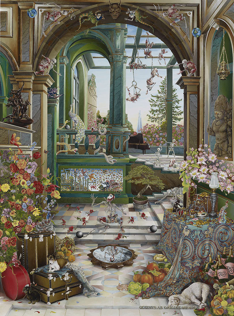 Raqib Shaw, Self Portrait in the Studio at Peckham (After Steenwyck the Younger) I, 2014-2015
