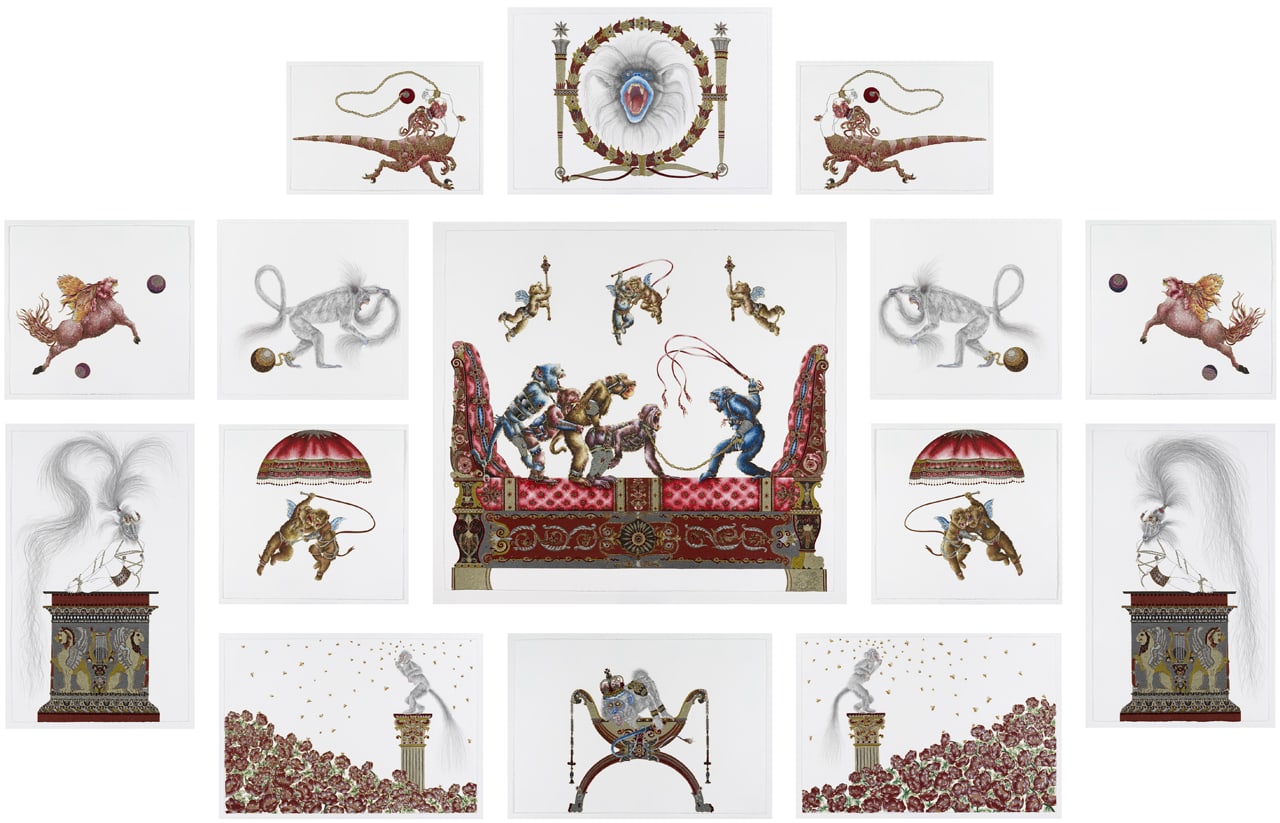 Raqib Shaw, Suite Of The Ruby Red Boudoir Of Beasts, 2012