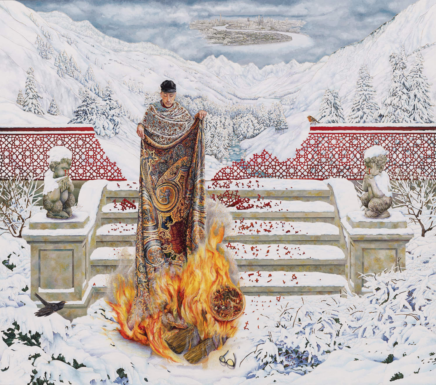 Raqib Shaw, The Final Submission in Fire on Ice, 2021-2022