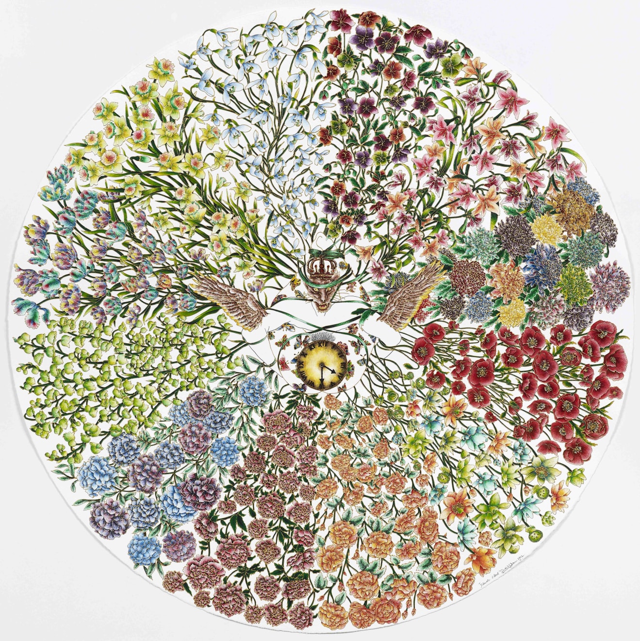 Raqib Shaw, Flower Clock, 2012