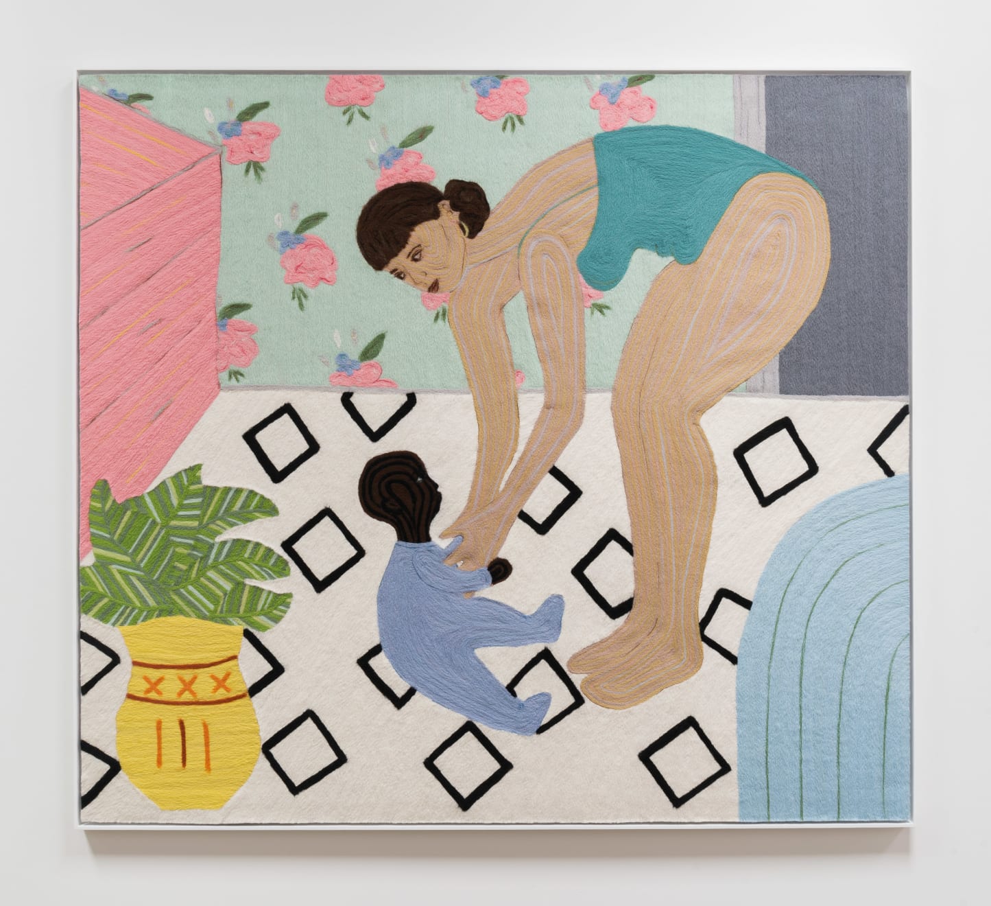 Cheryl Pope, Mother and Child on Blue Mat, 2021