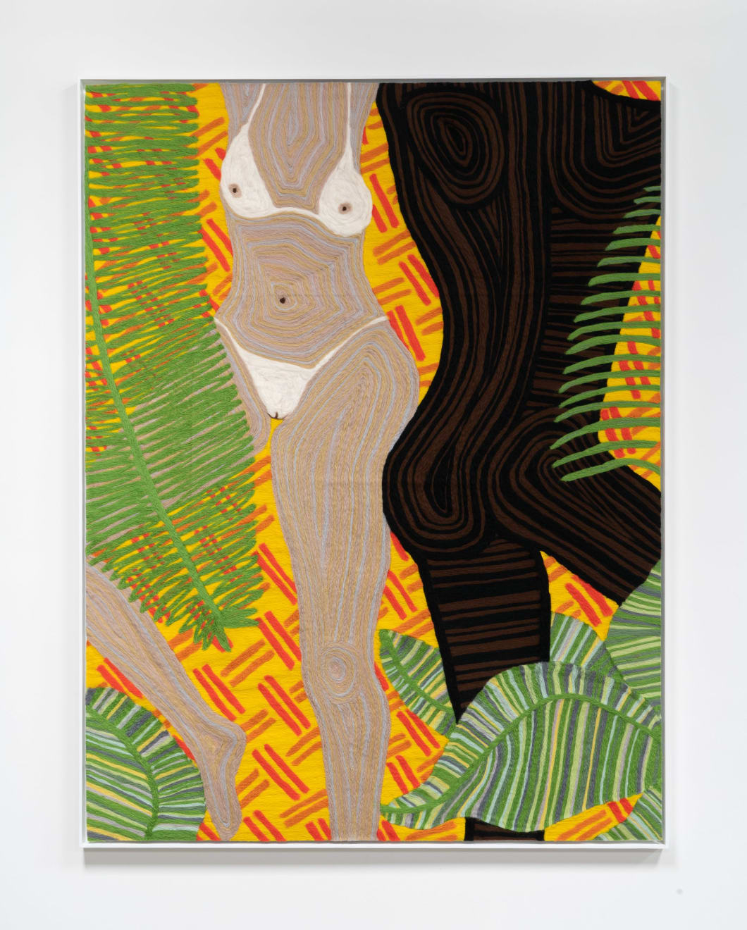 Cheryl Pope, Woman and Man Reclining on Striped Mat XV, 2020