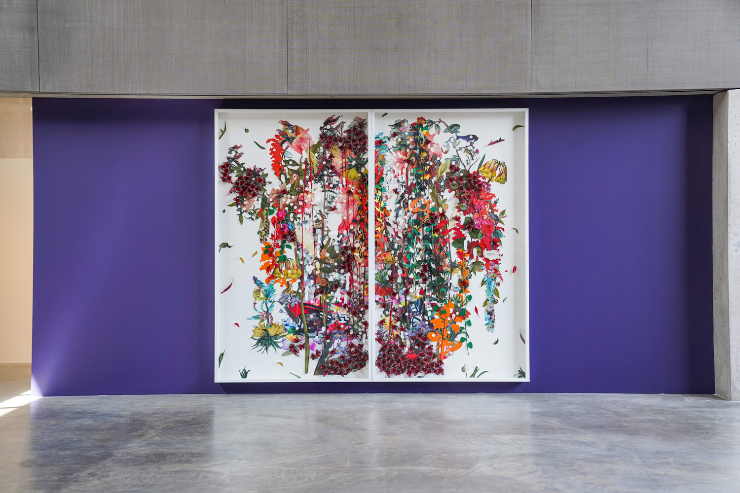 Ebony G. Patterson, ...between the stems sits a red cap above and below crown imperials..., 2019