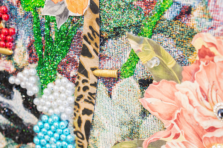 Ebony G. Patterson, ...among the flowers between the blades...while the dew is on the roses...for those who bear/bare witness, 2018