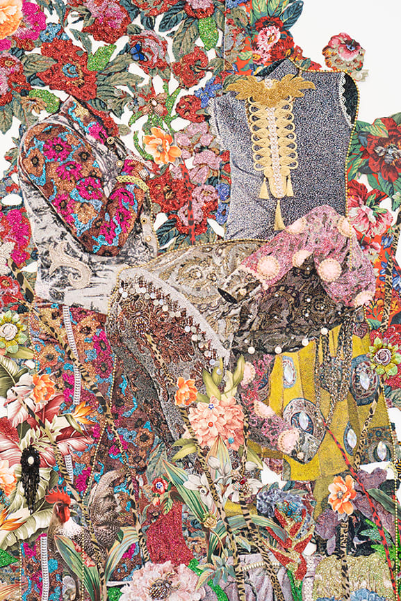 Ebony G. Patterson, ...among the flowers between the blades...while the dew is on the roses...for those who bear/bare witness, 2018