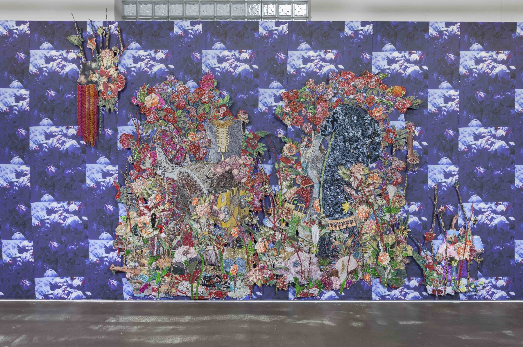 Ebony G. Patterson, ...among the flowers between the blades...while the dew is on the roses...for those who bear/bare witness, 2018