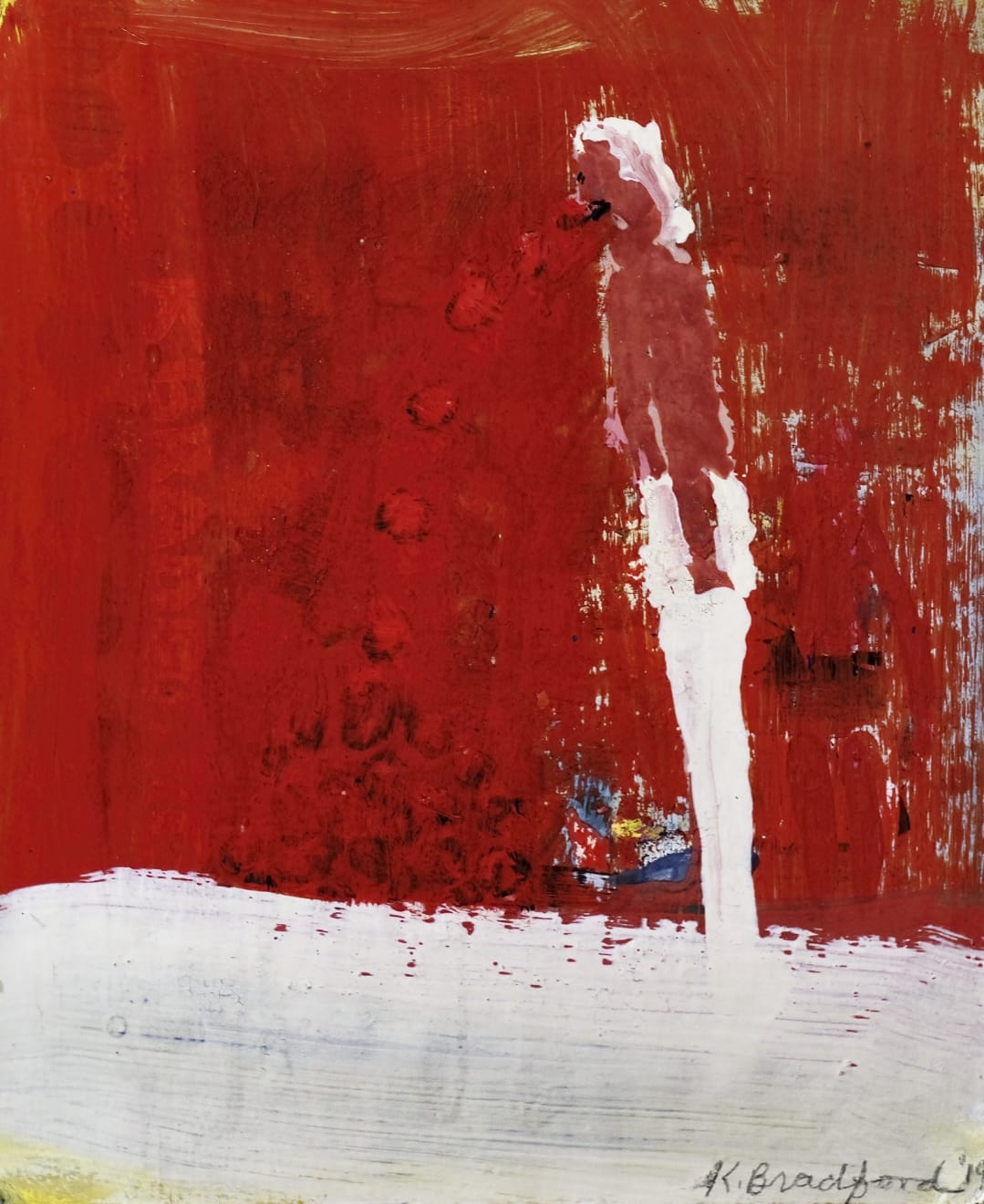 Katherine Bradford, White Pants on Orange, 2019
