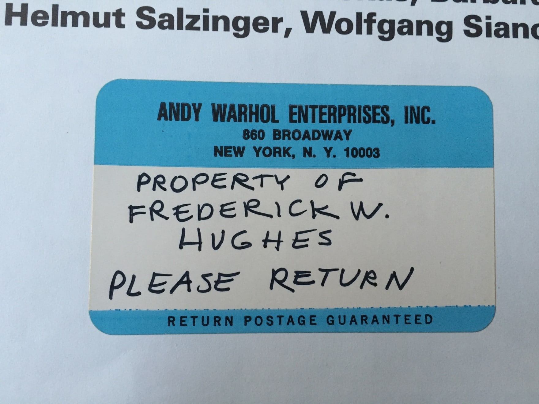 Andy Warhol, Fred Hughes own copy with sticker and pricelist