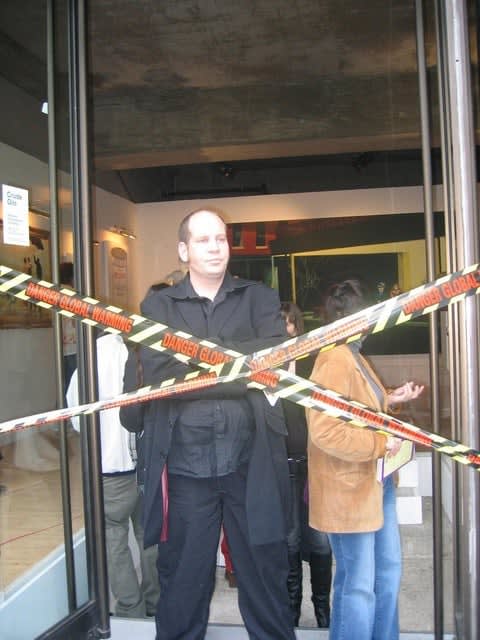 Banksy, Bowler Hat rats on fridge door (upper panel) ., Ca. 2004
