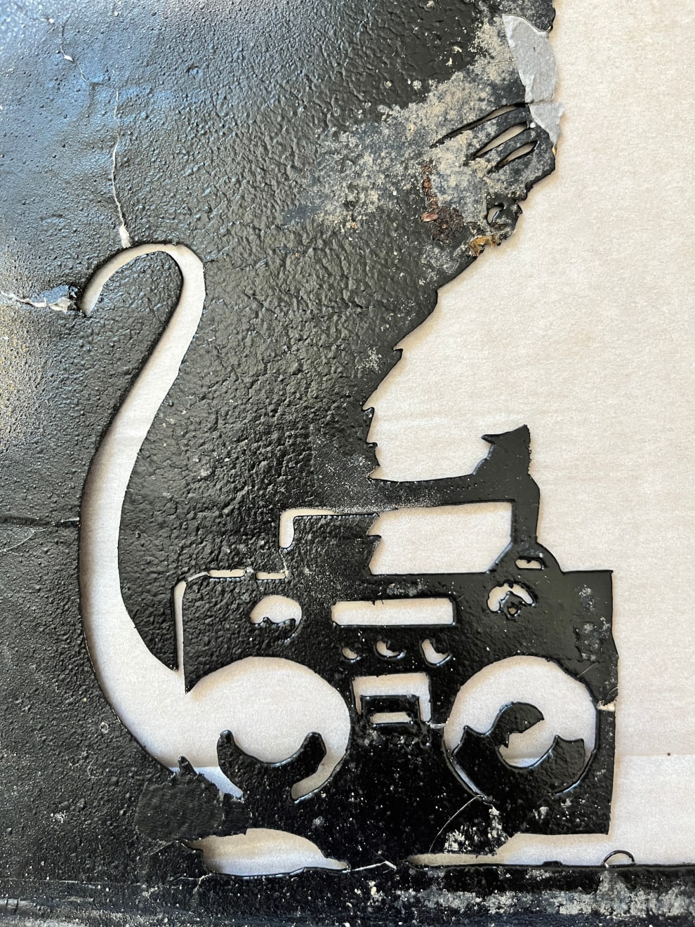Banksy, Original stencil for Gangsta Rat aka Ghetto Blaster Rat or Boom Box rat., ca 2002