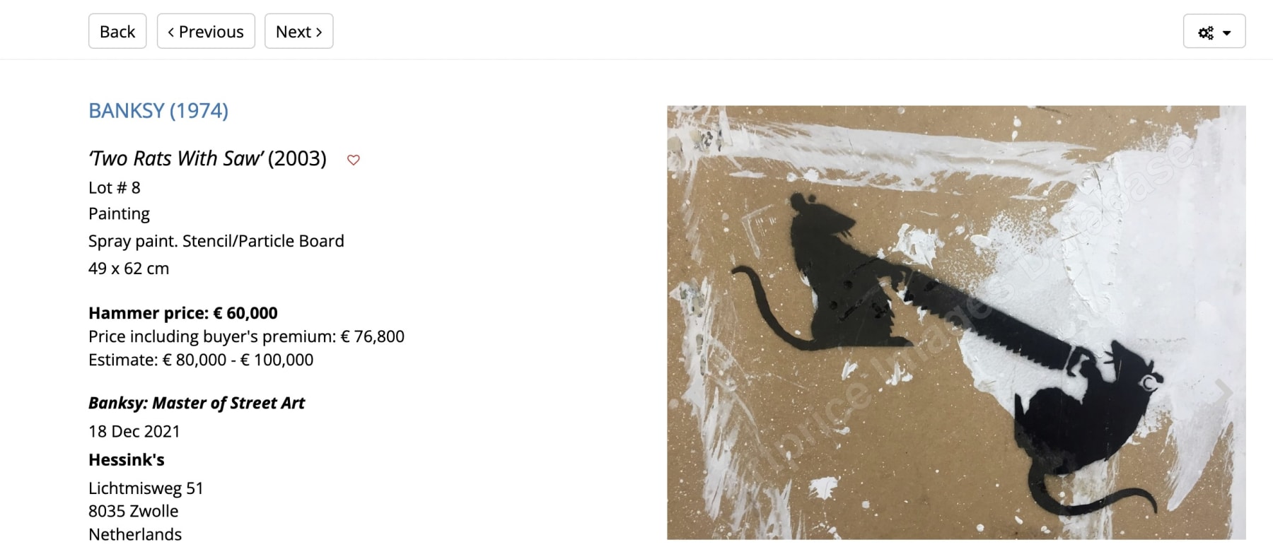 Banksy, Two Rats With Saw, 2003