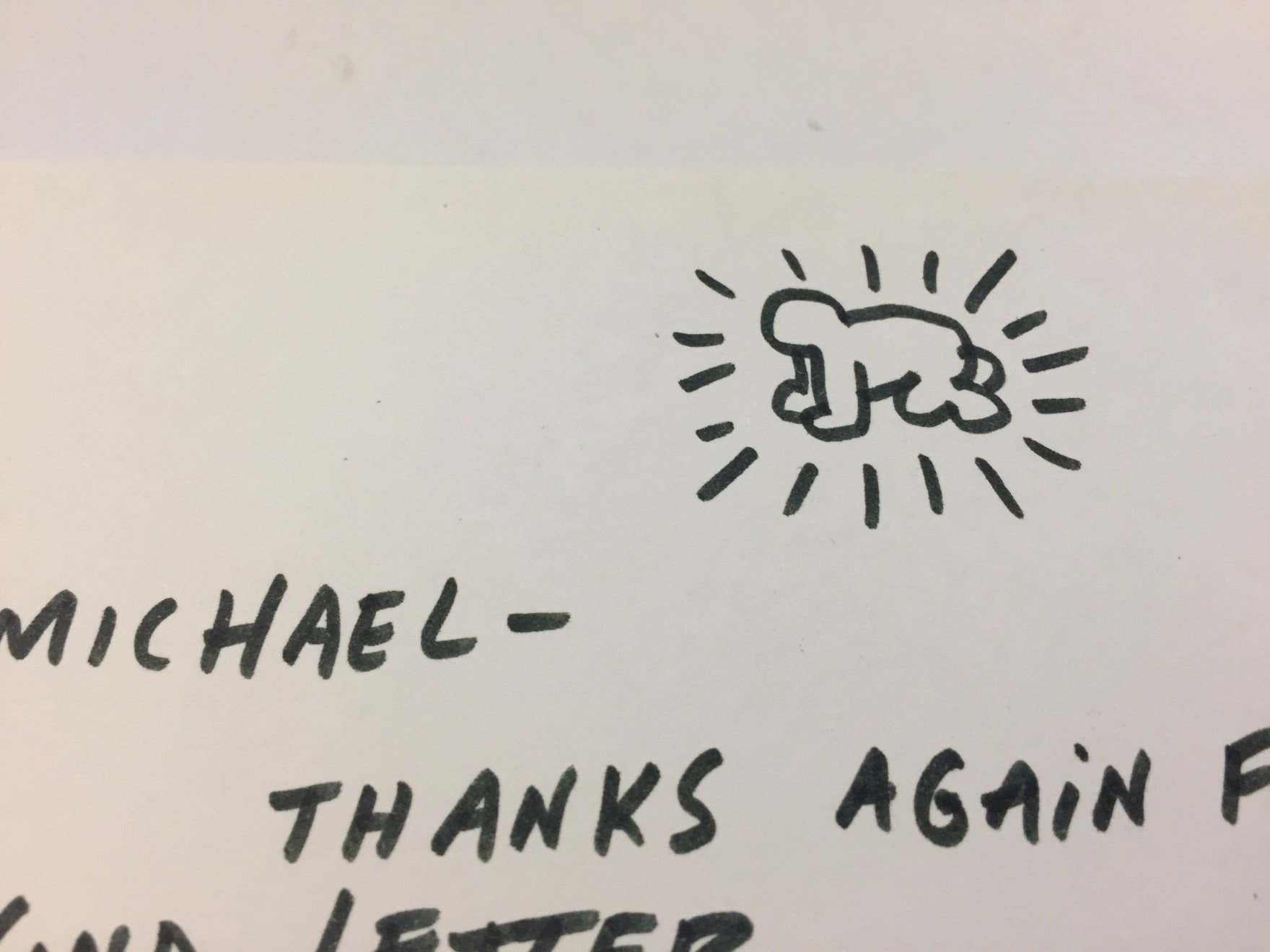 Keith Haring, Letter with Andy Mouse, 1988