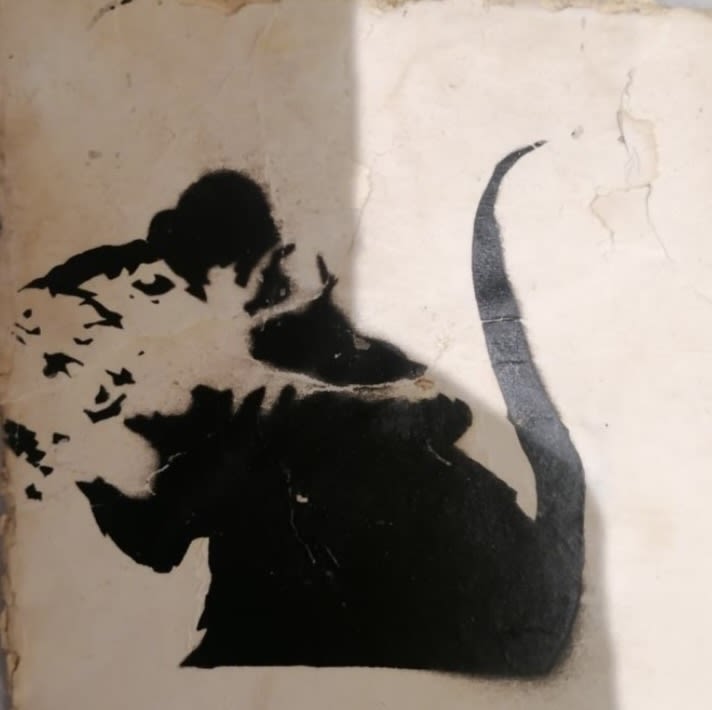 Banksy, Sword Rat aka Lock Pick Rat from Brighton., ca. 2003