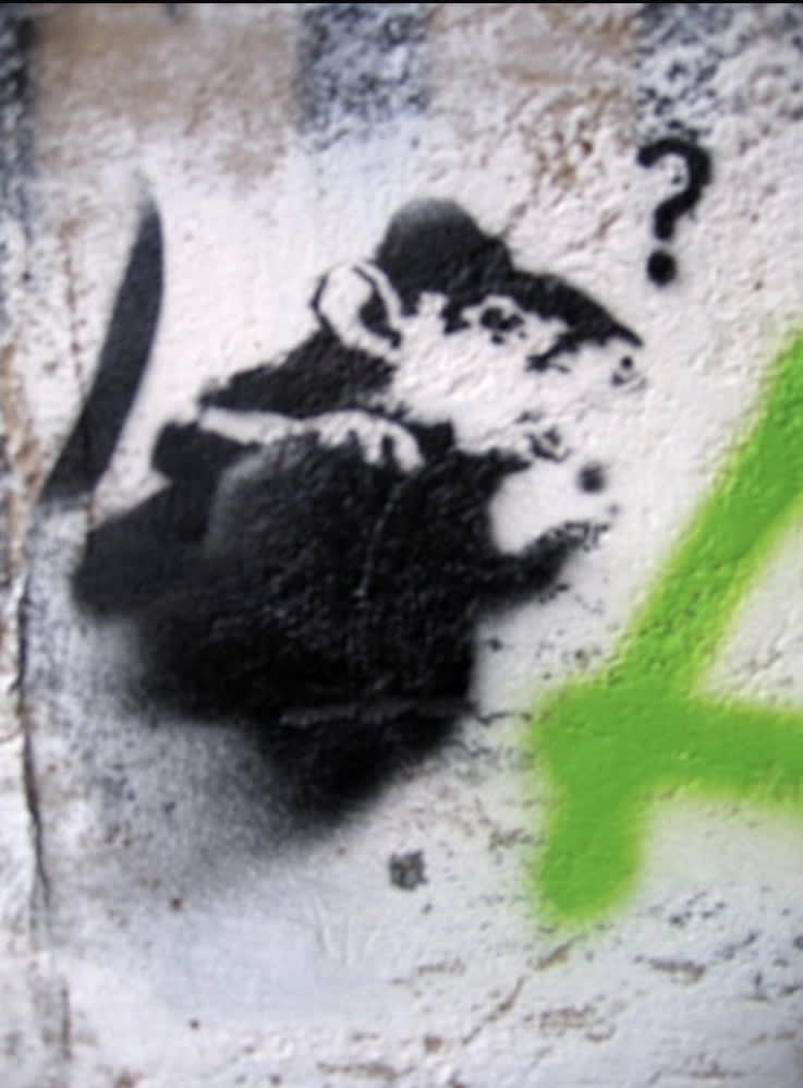 Banksy, Sword Rat aka Lock Pick Rat from Brighton., ca. 2003