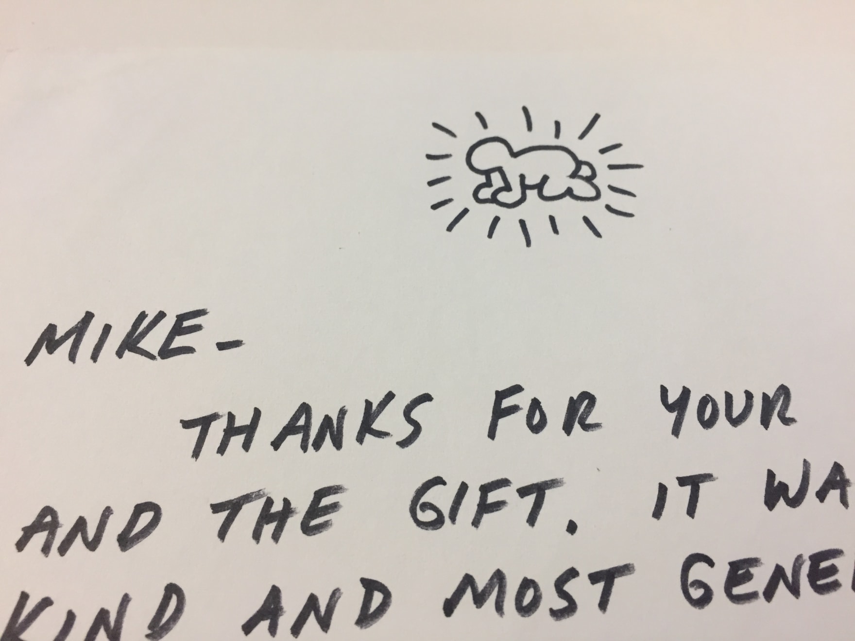 Keith Haring, Letter with dancing men, 1988