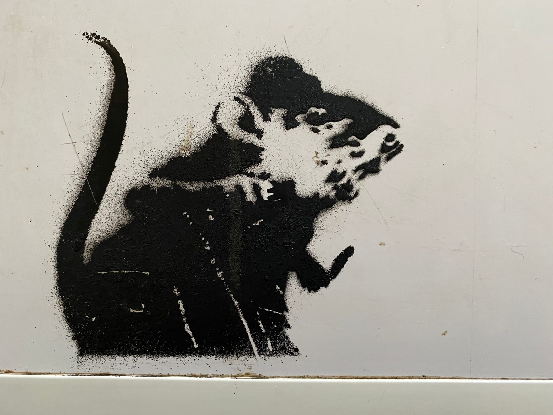 Banksy, Bowler Hat rats on fridge door (upper panel) ., Ca. 2004