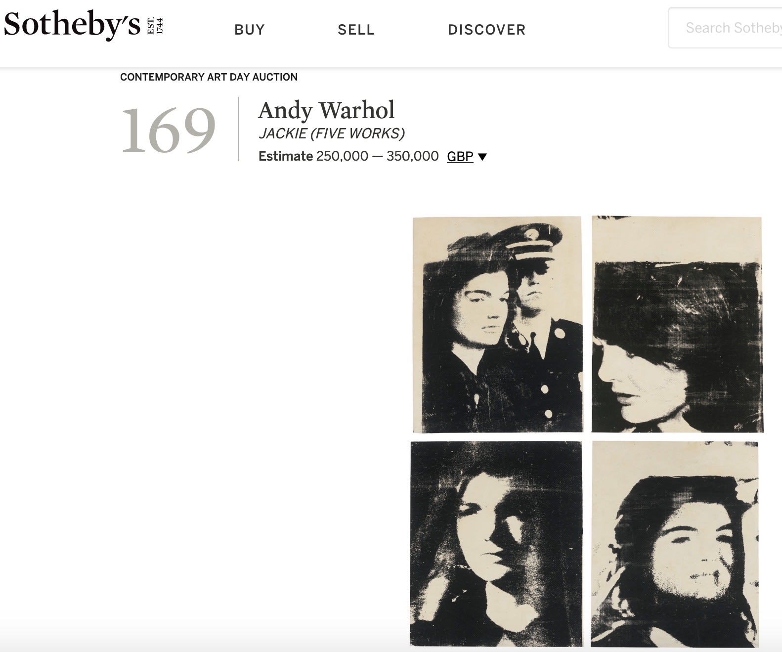 Andy Warhol, "Jackie 1964", 1963/64