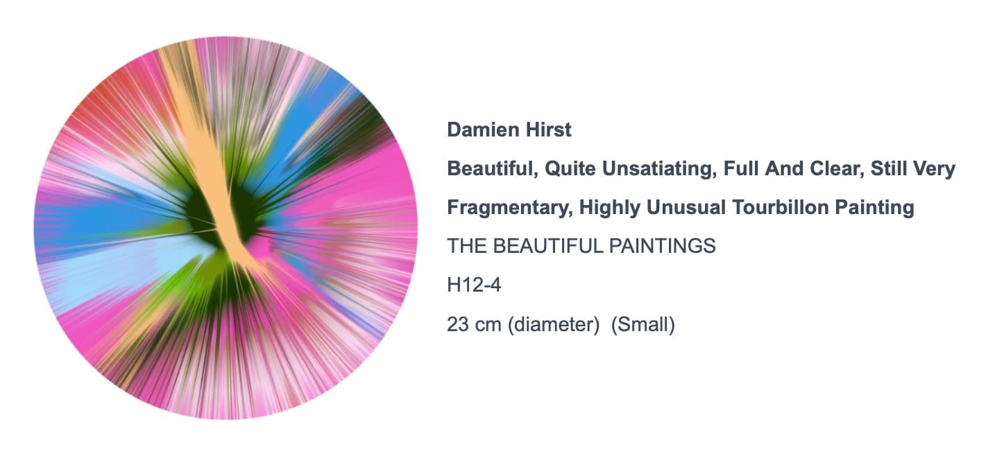 Damien Hirst, Beautiful, Quite Unsatatiating, Full And Clear, Still Very Fragmentary, Highly Unusual Tourbillon Painting., 2023