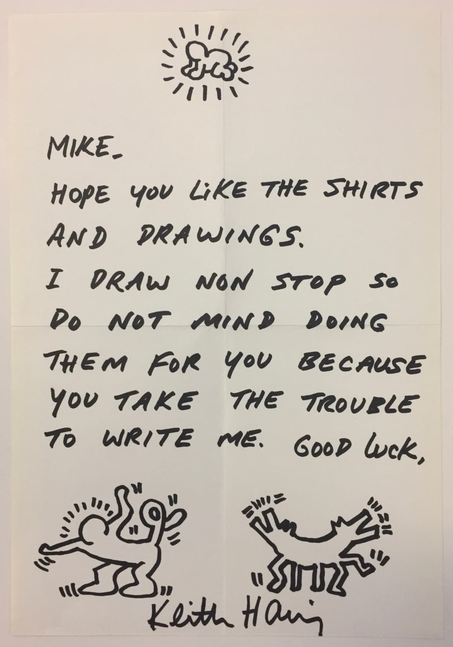 Keith Haring, Letter to Mike with drawings (RESERVED), 1988