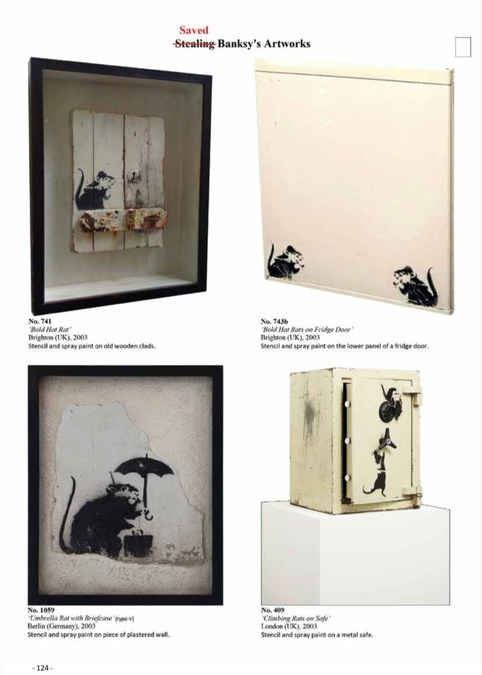 Banksy, Bowler Hat rats on fridge door (upper panel) ., Ca. 2004