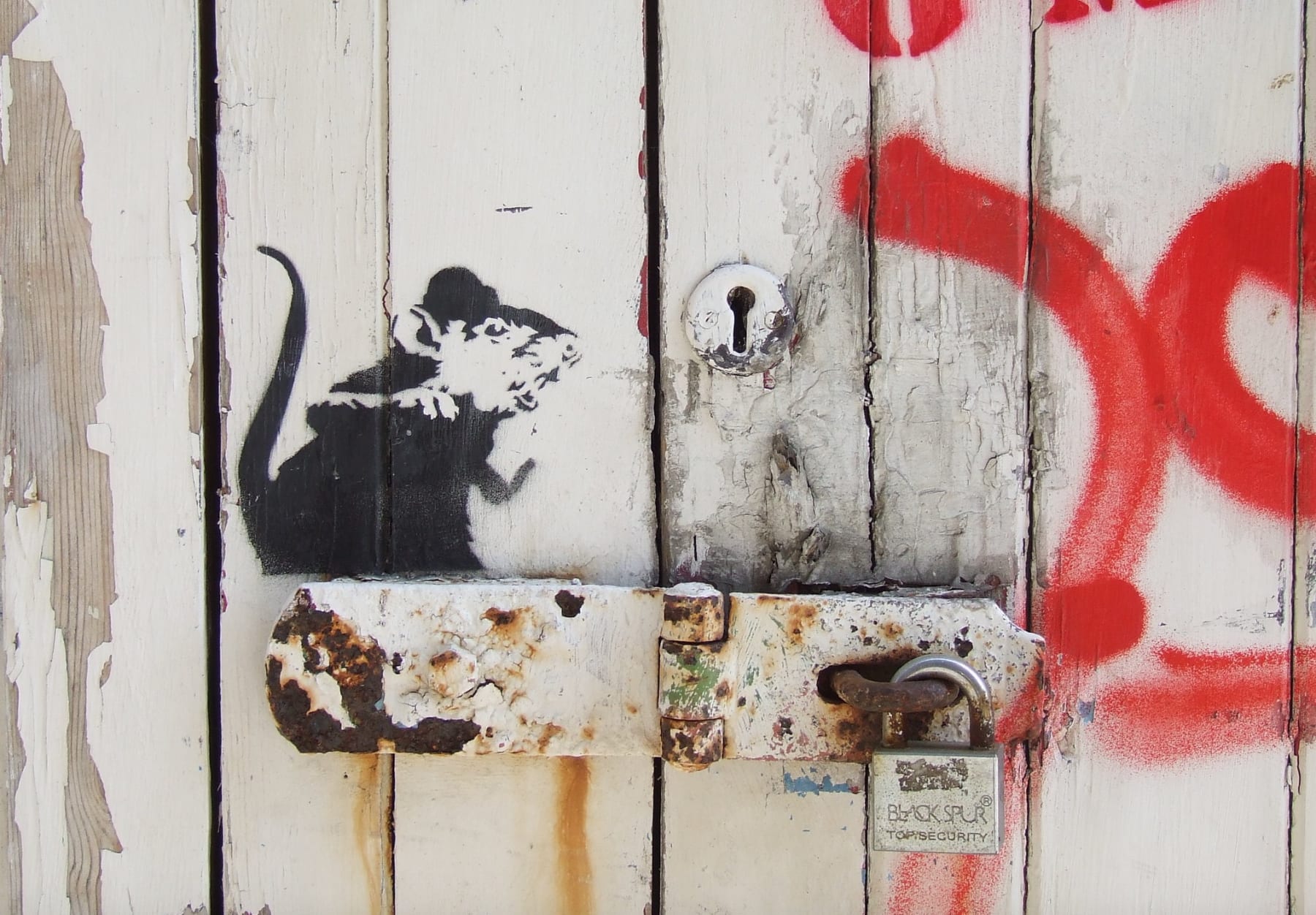 Banksy, Sword Rat aka Lock Pick Rat from Brighton., ca. 2003