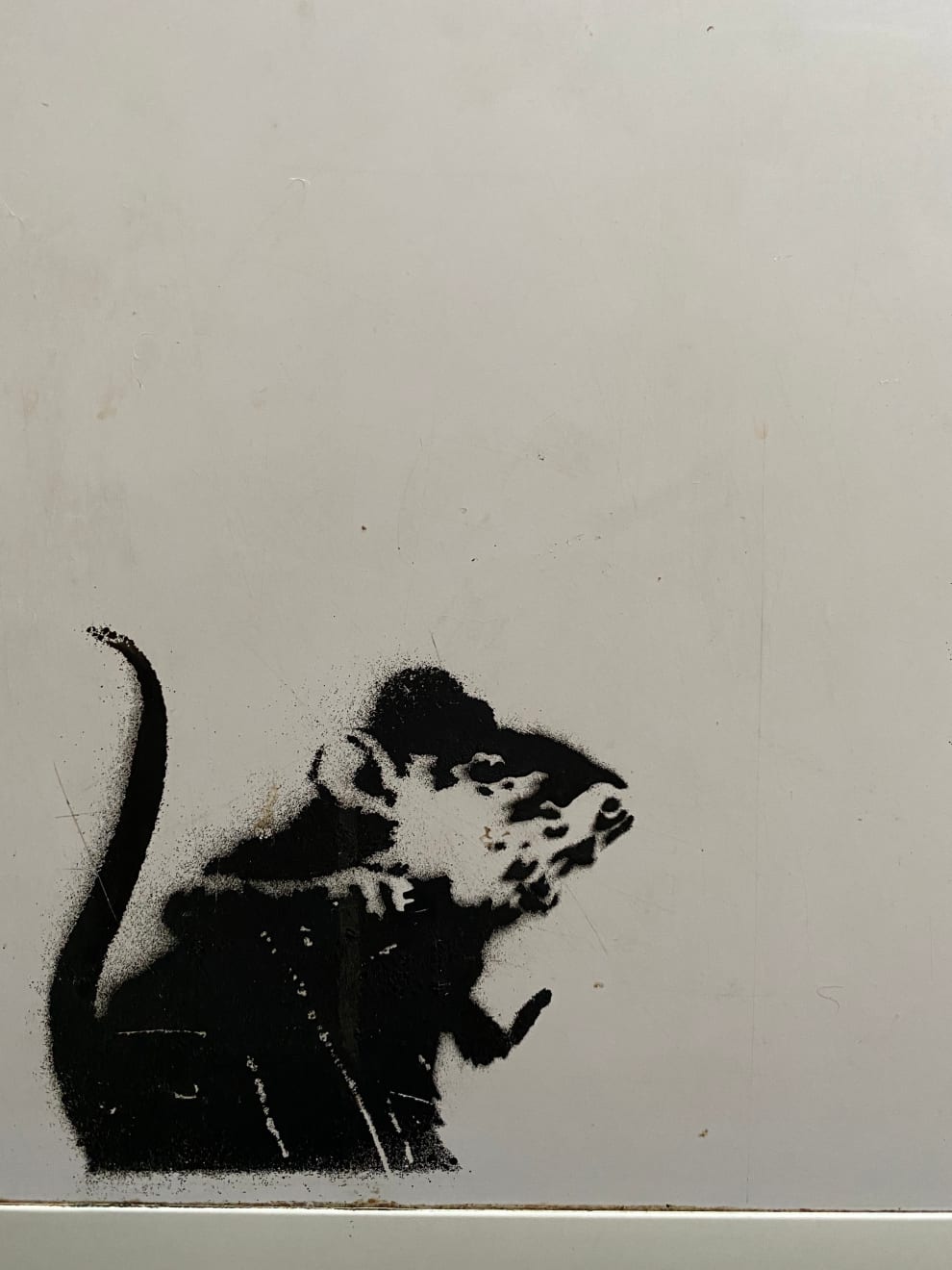 Banksy, Bowler Hat rats on fridge door (upper panel) ., Ca. 2004