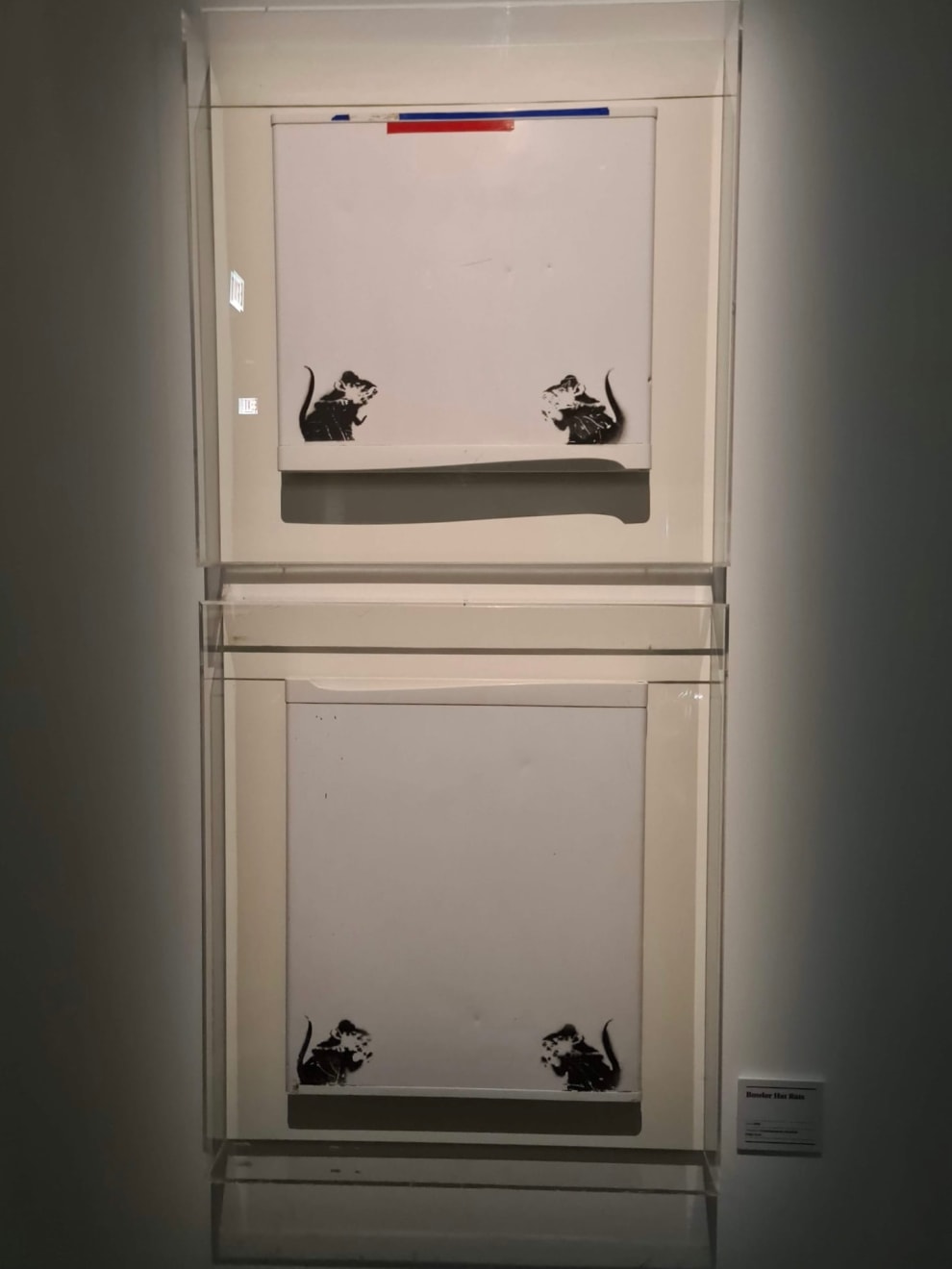 Banksy, Bowler Hat rats on fridge door (upper panel) ., Ca. 2004