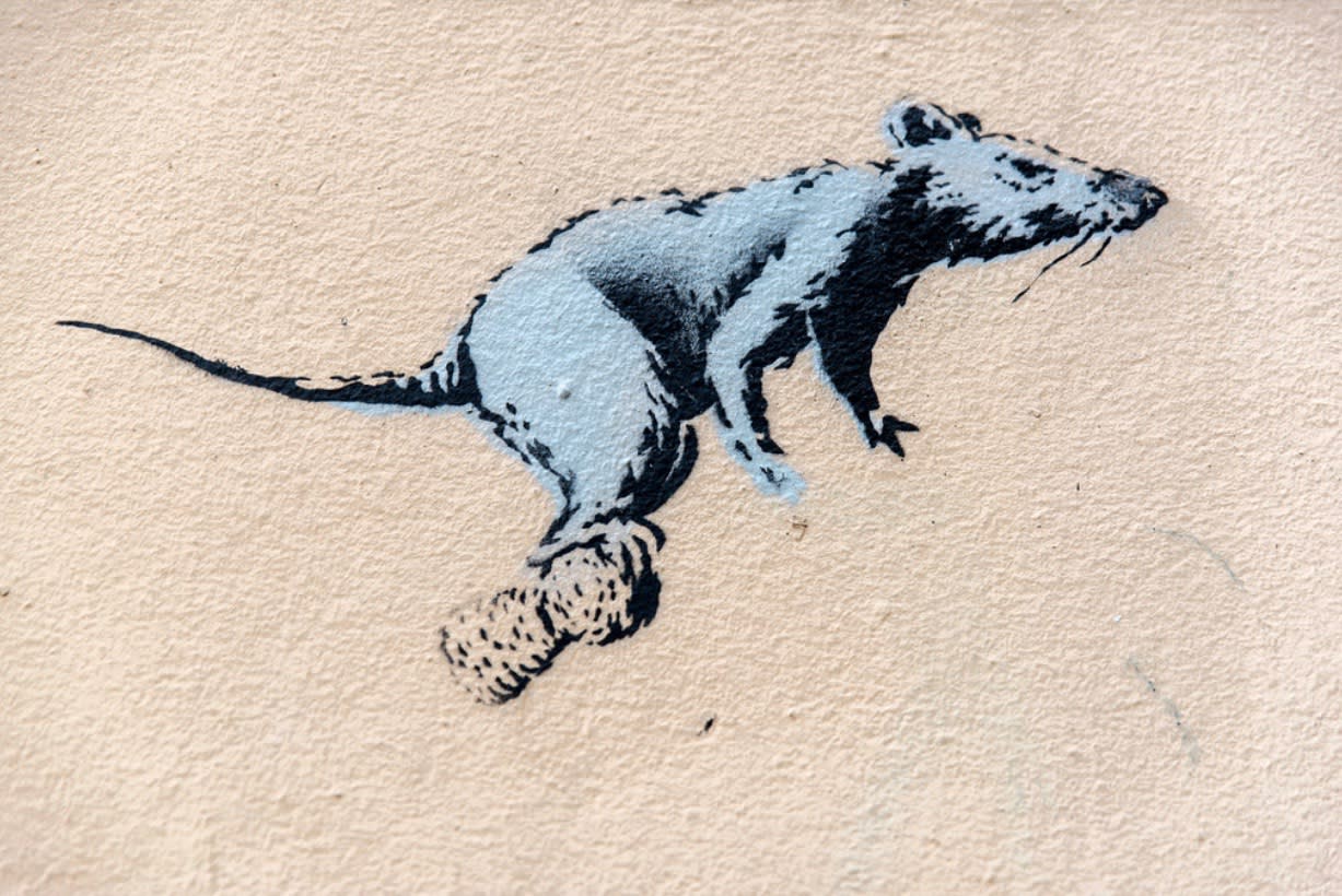 Banksy, "Refugee Rat / Saint Rat "- Paris" (not for sale), 2018
