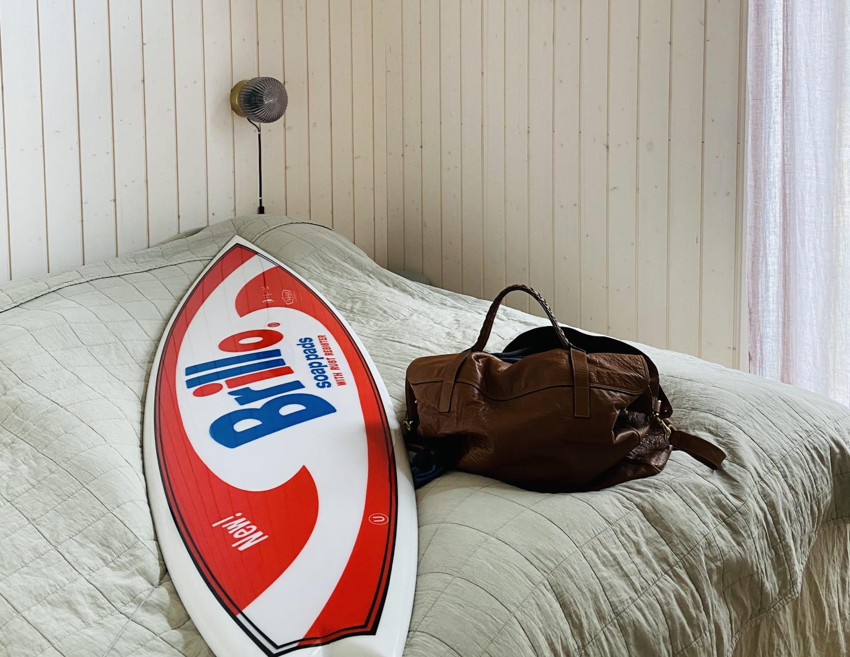 Andy Warhol, "Brillo" surfboard by Tim Bessell, 2021