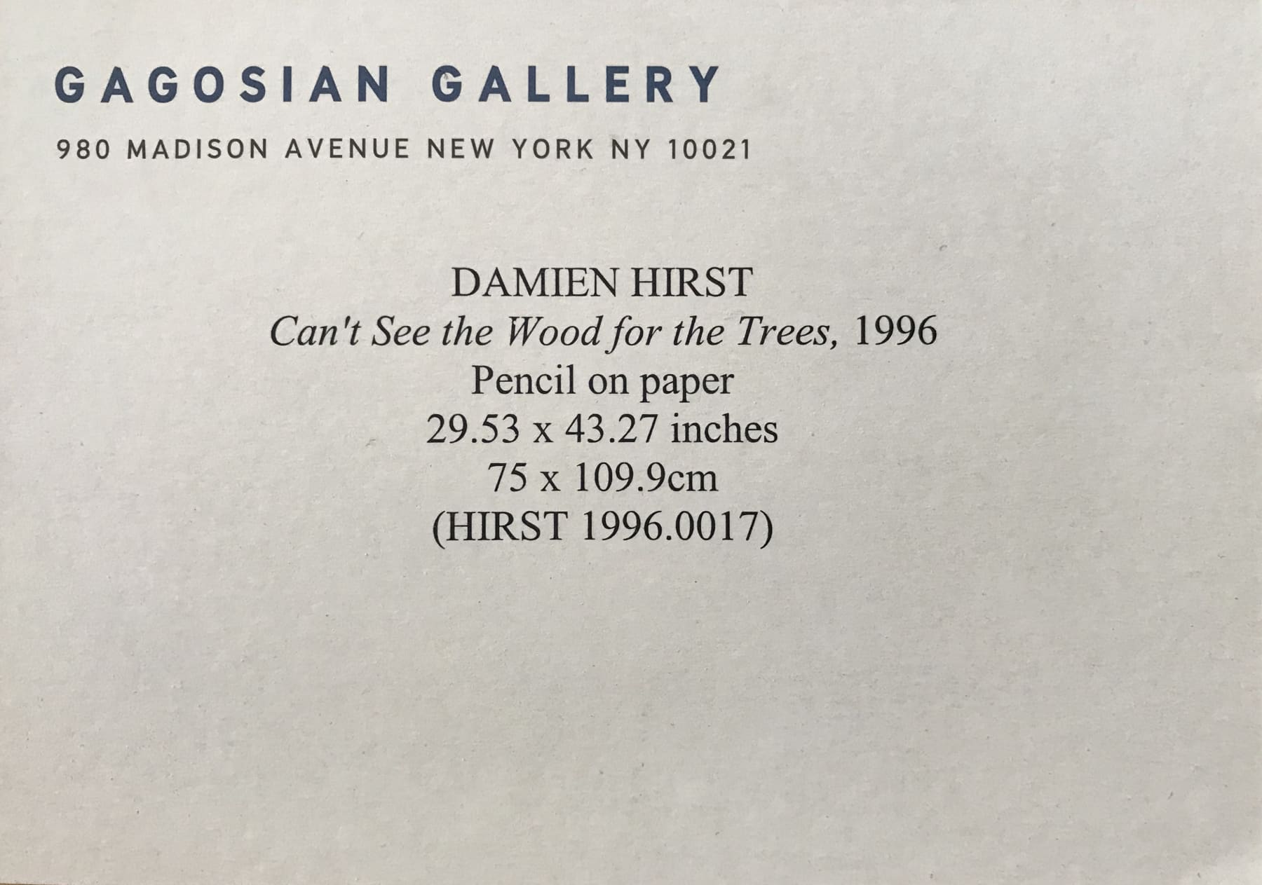 Damien Hirst, "CANT SEE THE WOOD FOR THE TREES", 1996