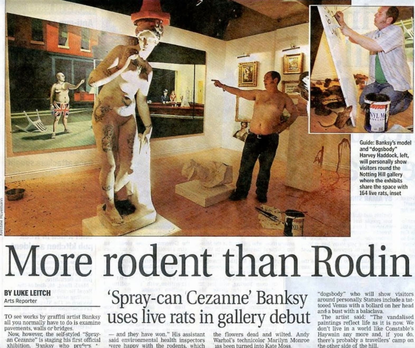 Banksy, Bowler Hat rats on fridge door (upper panel) ., Ca. 2004